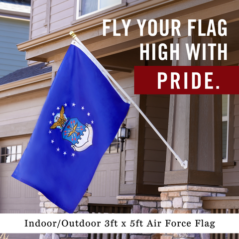 Air Force Flag 3x5 ft | Double-Sided | Heavy Duty USAF Flag | Quadruple Stitched Fly End | Durable High-Performance 210D Nylon for High Winds | Air Force Seal Coat of Arms 13 Stars | Brass Grommets