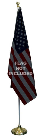 8 ft Aluminum Flagpole, Silver, Indoor Use with Classic Ball Topper and Base