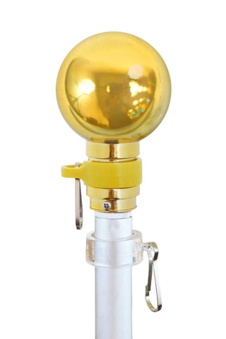 8 ft Aluminum Flagpole, Silver, Indoor Use with Classic Ball Topper and Base