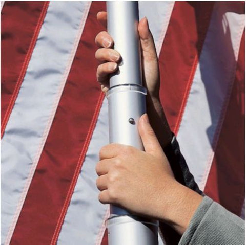 20 Ft, Residential Flagpole Kit - Ground Mounted Aluminum Flagpole with Topper, Sleeve, and 3x5 flag