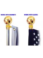 8 ft Aluminum Flagpole, Silver, Indoor Use with Classic Ball Topper and Base