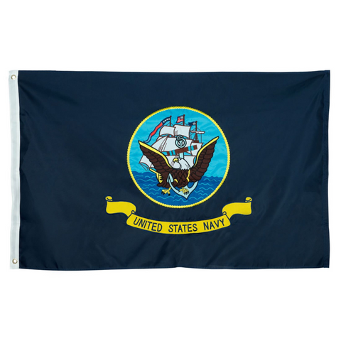 Navy Flag 3x5 ft | Double-Sided | Heavy Duty US Navy Flag | Quadruple Stitched Fly End | Durable High-Performance 210D Nylon for High Winds | Eagle Ship & Anchor | Brass Grommets