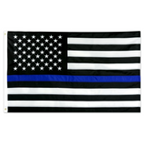 Thin Blue Line USA Flag | Heavy Duty Police Flag | Back The Blue | Blue Lives Matter Flag | Quadruple Stitched Fly End | Durable High-Performance 210D Nylon for High Winds | Brass Grommets | Embroidered