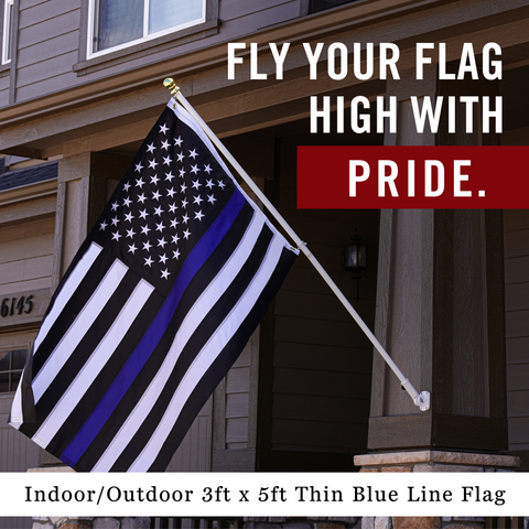 Thin Blue Line USA Flag | Heavy Duty Police Flag | Back The Blue | Blue Lives Matter Flag | Quadruple Stitched Fly End | Durable High-Performance 210D Nylon for High Winds | Brass Grommets | Embroidered