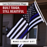 Thin Blue Line USA Flag | Heavy Duty Police Flag | Back The Blue | Blue Lives Matter Flag | Quadruple Stitched Fly End | Durable High-Performance 210D Nylon for High Winds | Brass Grommets | Embroidered