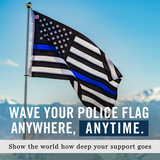 Thin Blue Line USA Flag | Heavy Duty Police Flag | Back The Blue | Blue Lives Matter Flag | Quadruple Stitched Fly End | Durable High-Performance 210D Nylon for High Winds | Brass Grommets | Embroidered