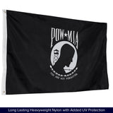 POW-MIA Flag, Double-Sided Embroidered, 3x5 ft