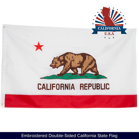 3x5ft California State Flag with Double Sided Embroidery